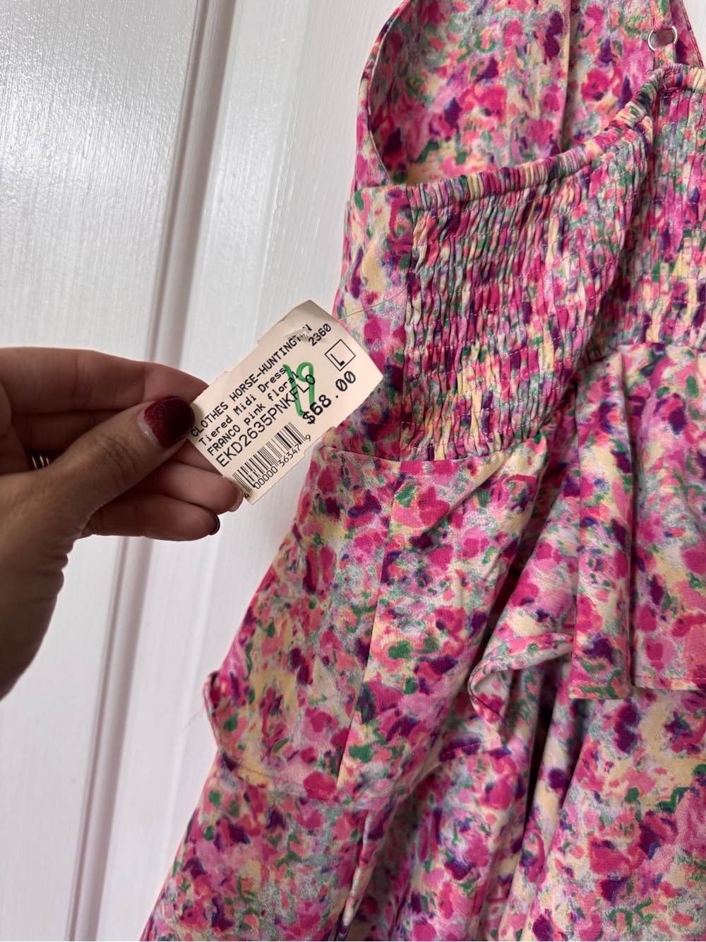 Floral Tiered Midi Dress in Pink - Picture 4 of 6